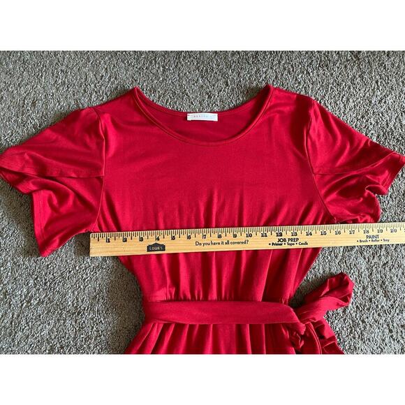 Reborn J NWOT Red Tie Waist Midi Dress - Picture 11 of 12